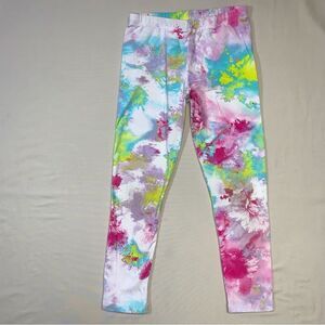 Tie Dye Legging Girl’s 7/8 Medium Elastic Waist Pants Pink White Green Play Fall